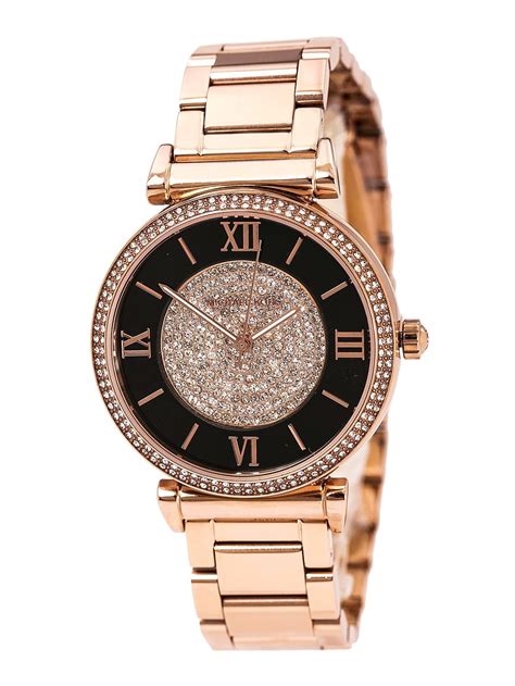 Michael Kors Women's MK3339 Catlin Black and Rose Gold 